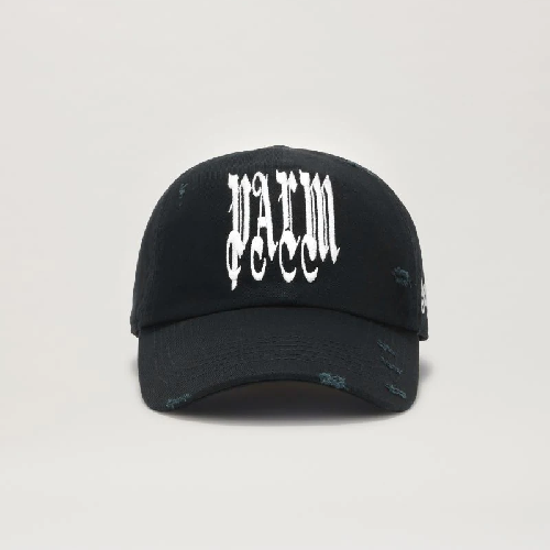 Palm Angels Black Gothic Logo Cap Palm Angels Black Gothic Logo Cap